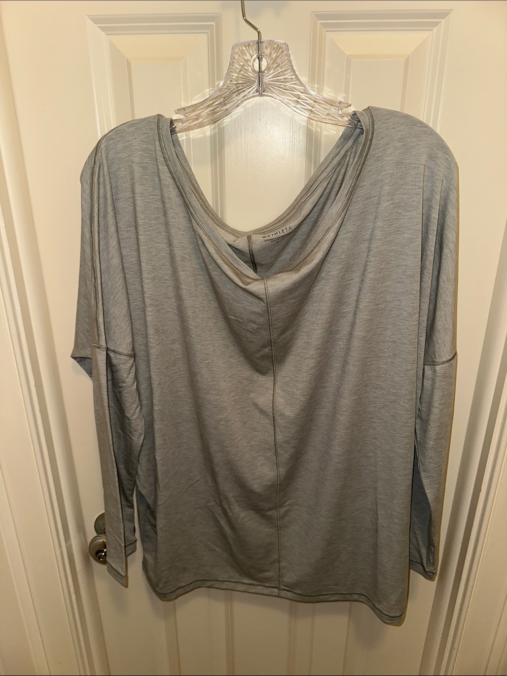Light Gray Women’s Draped Neck Long-Sleeve Top